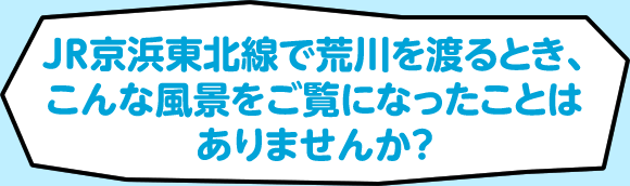 JRの京浜東北線で荒川を渡るとき、こんな風景をご覧になったことはありませんか?