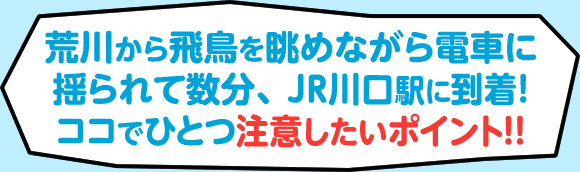 荒川から飛鳥を眺めながら電車に揺られて数分、JR川口駅に到着! ココでひとつ注意したいポイント!!?